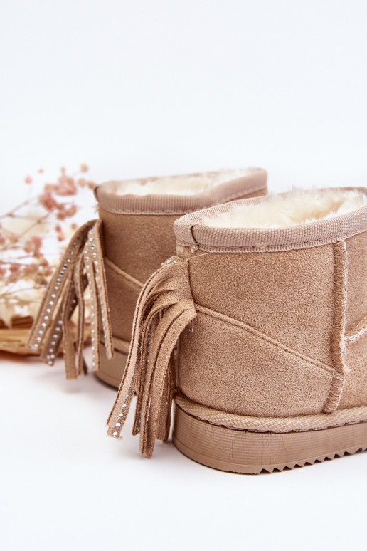 Caldi stivali invernali per bambini con frange beige Mikyla