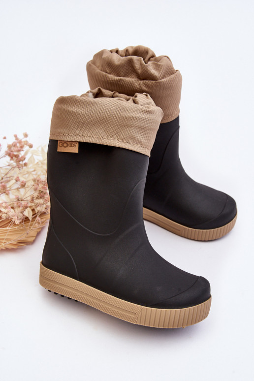 Stivali di gomma per bambini con riscaldamento Snow Wave Gokids 981 Nero e beige