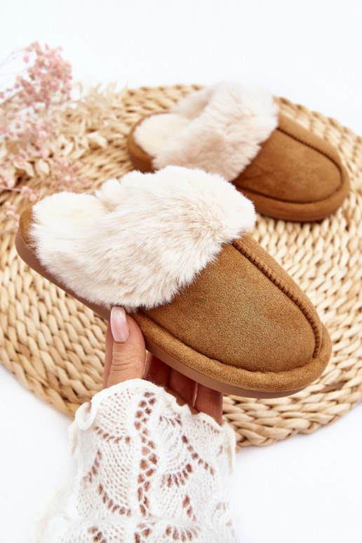 Ciabatte da bambino con pelo in colore marrone Befana