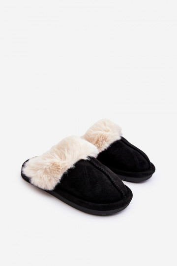 Ciabatte da bambino con pelo in colore nero Befana
