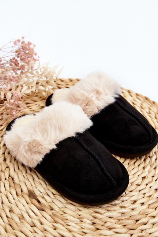 Ciabatte da bambino con pelo in colore nero Befana