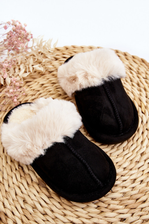 Ciabatte da bambino con pelo in colore nero Befana