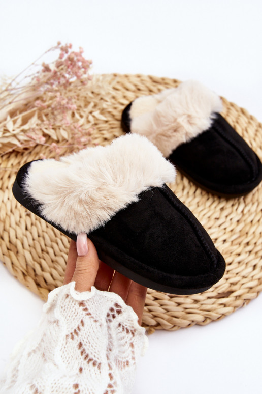 Ciabatte da bambino con pelo in colore nero Befana