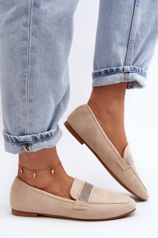 Mocassini con occhielli luccicanti beige Ralrika