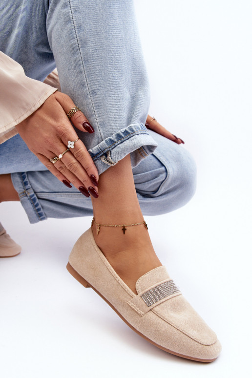 Mocassini con occhielli luccicanti beige Ralrika