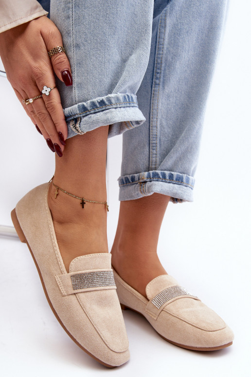 Mocassini con occhielli luccicanti beige Ralrika