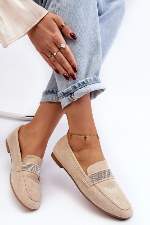 Mocassini con occhielli luccicanti beige Ralrika