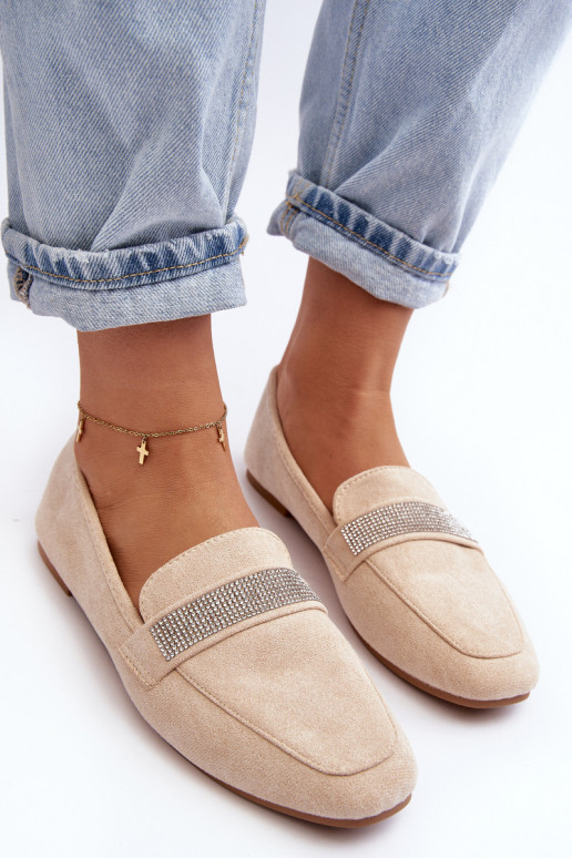 Mocassini con occhielli luccicanti beige Ralrika