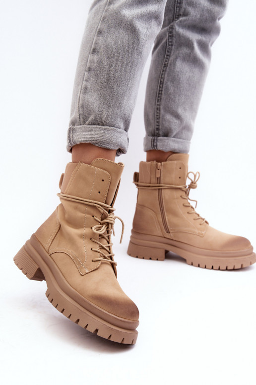 Stivali da donna con suola massiccia beige Narelona