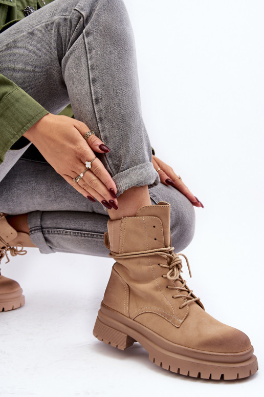 Stivali da donna con suola massiccia beige Narelona