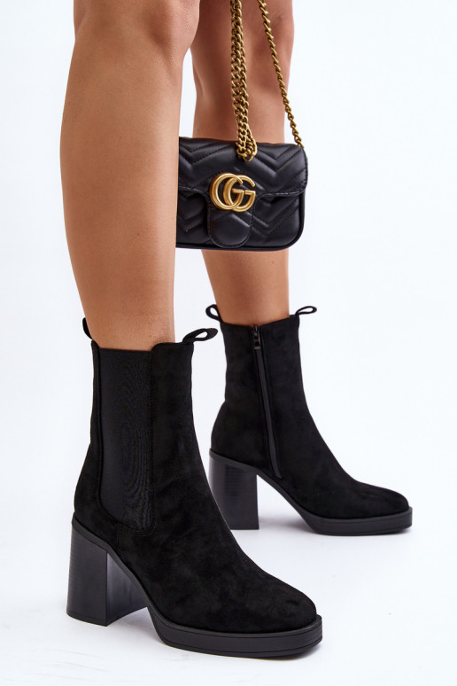 Stivali da donna con tacco largo in Piovere nero Stivali da donna con tacco largo in Piovere nero