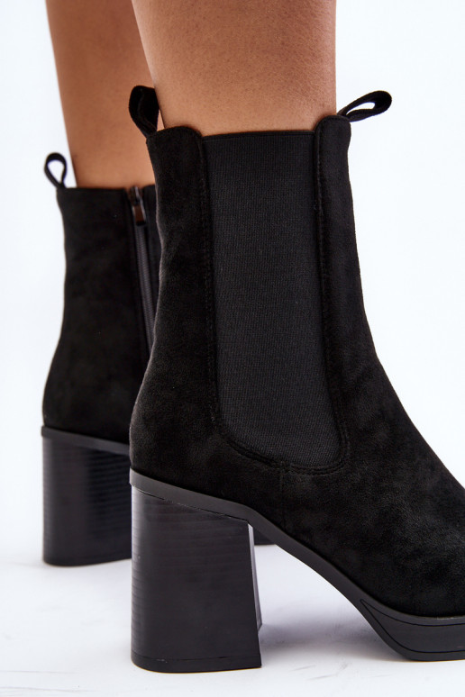 Stivali da donna con tacco largo in Piovere nero Stivali da donna con tacco largo in Piovere nero