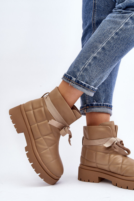 Stivali con motivi trapuntati in colore kaki Bizzanti