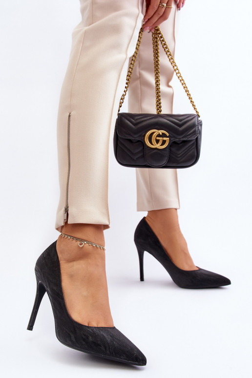 scarpe col tacco alto Decorato con Klonisa di colore nero lucido scarpe col tacco alto Decorato con Klonisa di colore nero lucido