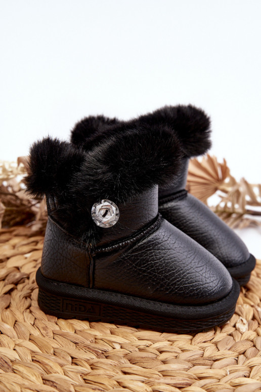 doposci riscaldati con pelliccia in colore nero Bessie