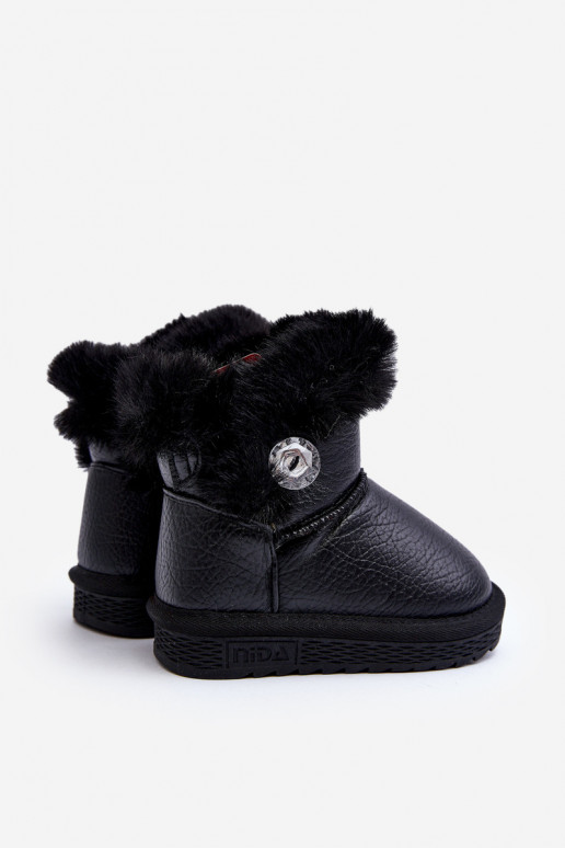 doposci riscaldati con pelliccia in colore nero Bessie