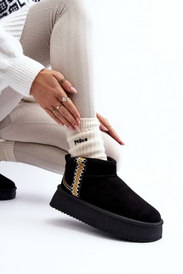 Stivali da neve con plateau fantasia in Udra nero