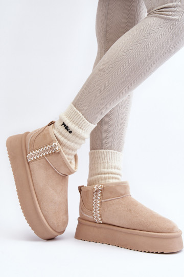 Stivali da neve con plateau fantasia in Udra beige