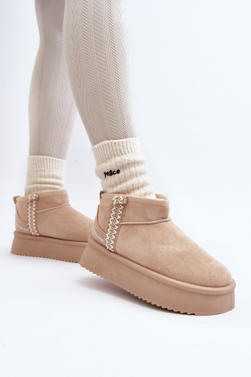 Stivali da neve con plateau fantasia in Udra beige