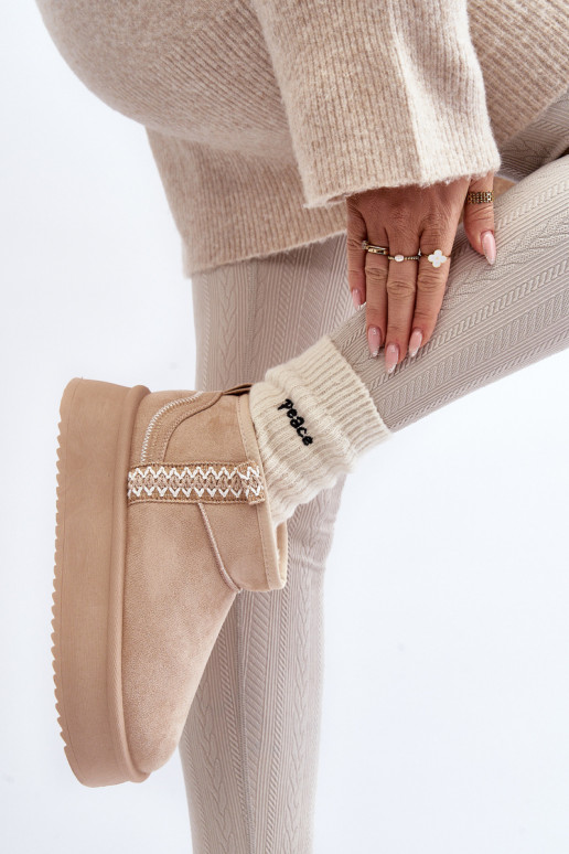 Stivali da neve con plateau fantasia in Udra beige