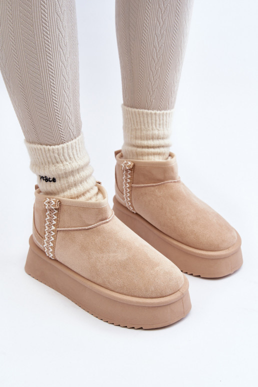 Stivali da neve con plateau fantasia in Udra beige