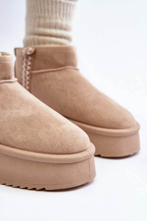Stivali da neve con plateau fantasia in Udra beige