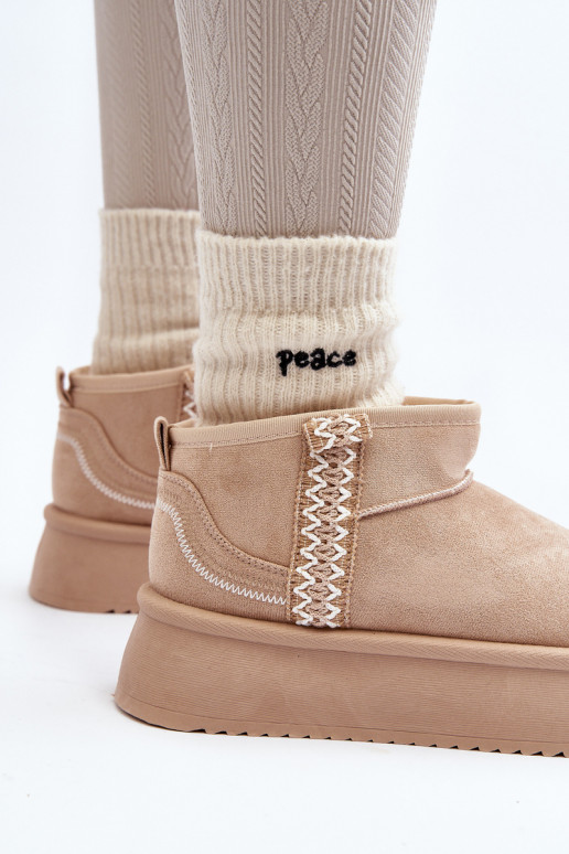 Stivali da neve con plateau fantasia in Udra beige