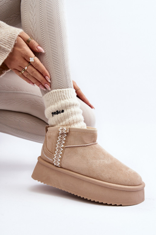 Stivali da neve con plateau fantasia in Udra beige
