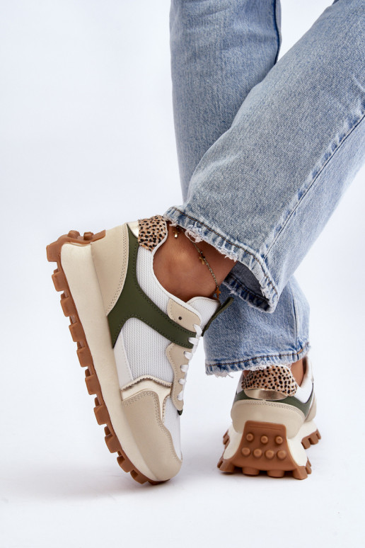 Scarpe da ginnastica modello scarpe sportive colore beige-verde Ralita