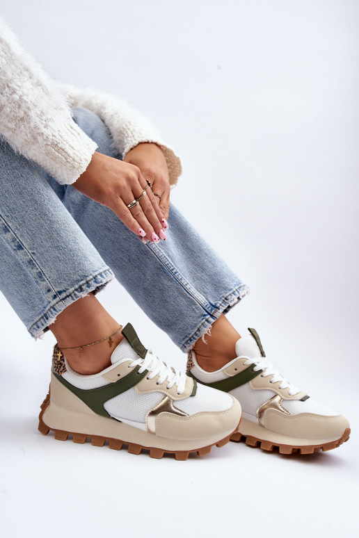 Scarpe da ginnastica modello scarpe sportive colore beige-verde Ralita