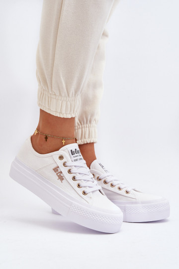 Scarpe con plateau da donna Lee Cooper LCW-24-31-2725 bianche 2