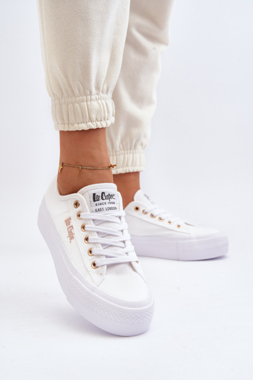 Scarpe con plateau da donna Lee Cooper LCW-24-31-2725 bianche
