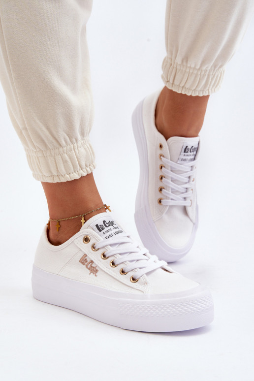 Scarpe con plateau da donna Lee Cooper LCW-24-31-2725 bianche