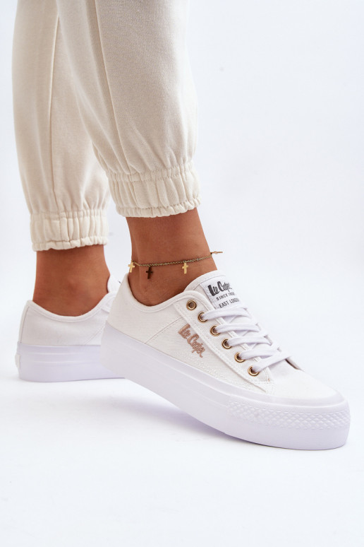 Scarpe con plateau da donna Lee Cooper LCW-24-31-2725 bianche