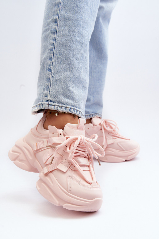Scarpe modello sneakers con suola massiccia alla moda nel colore rosa Windamella