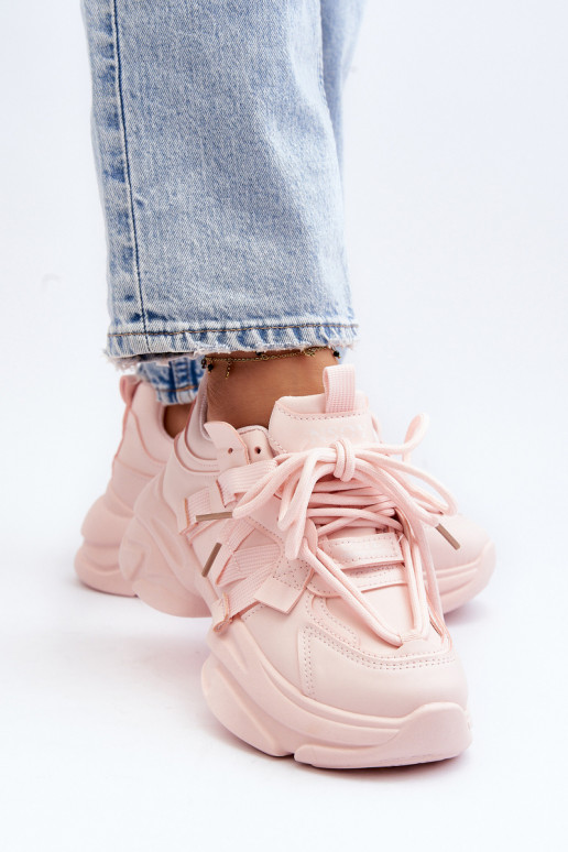 Scarpe modello sneakers con suola massiccia alla moda nel colore rosa Windamella