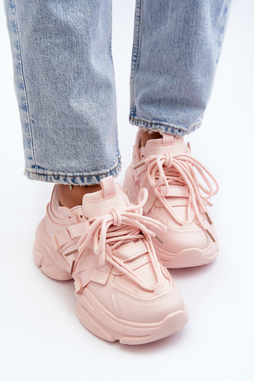Scarpe modello sneakers con suola massiccia alla moda nel colore rosa Windamella