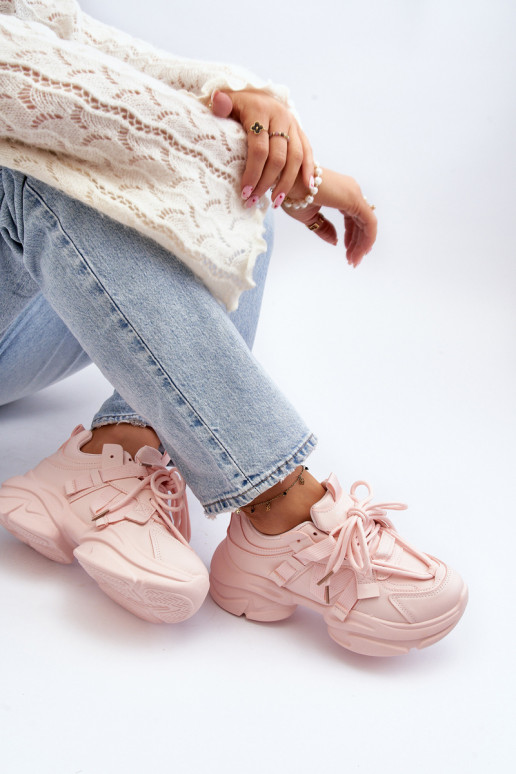 Scarpe modello sneakers con suola massiccia alla moda nel colore rosa Windamella