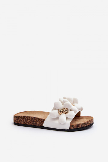 Pantofole da donna con bellissimi dettagli in colore bianco Bunlia