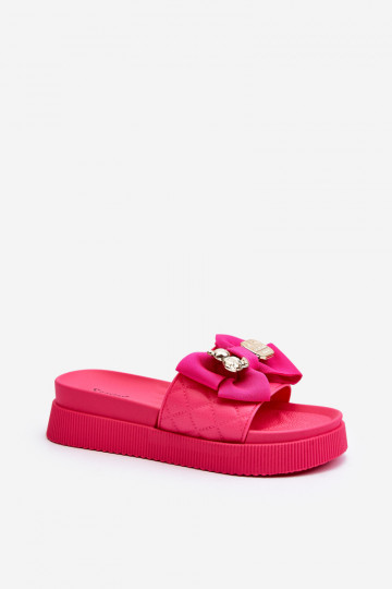 Ciabatte da donna con fiocco e orsetto fucsia Katterina