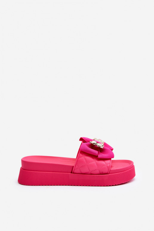 Ciabatte da donna con fiocco e orsetto fucsia Katterina