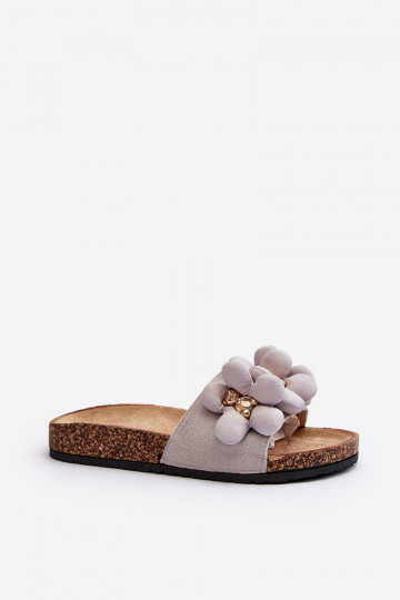 Pantofole da donna con bellissimi dettagli in colore grigio Bunlia