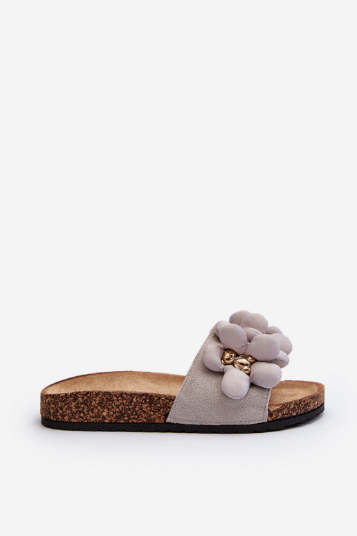 Pantofole da donna con bellissimi dettagli in colore grigio Bunlia
