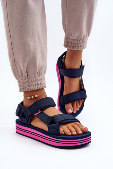 Sandali con plateau da donna Lee Cooper LCW-24-05-2754L blu scuro