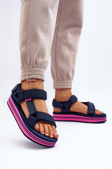 Sandali con plateau da donna Lee Cooper LCW-24-05-2754L blu scuro 2