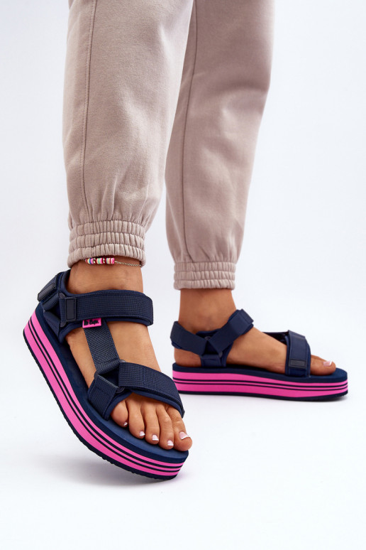 Sandali con plateau da donna Lee Cooper LCW-24-05-2754L blu scuro