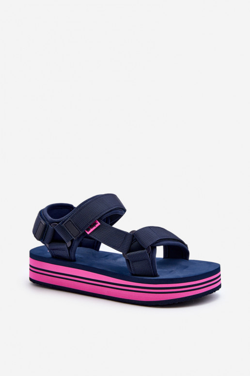 Sandali con plateau da donna Lee Cooper LCW-24-05-2754L blu scuro