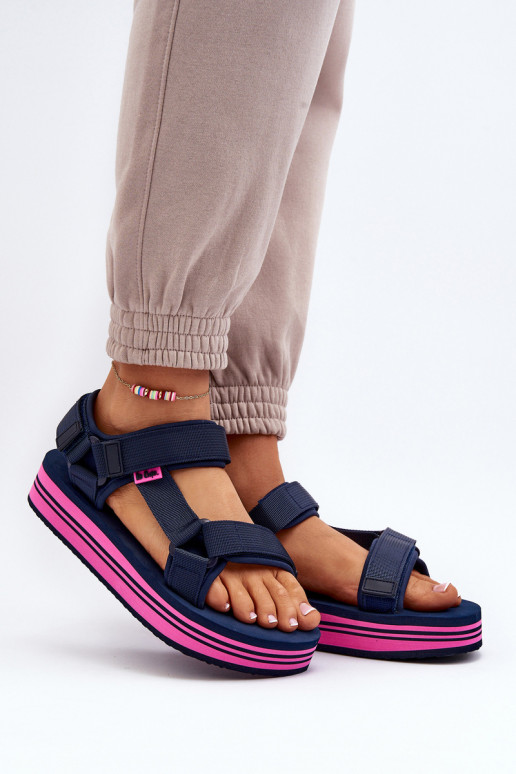 Sandali con plateau da donna Lee Cooper LCW-24-05-2754L blu scuro