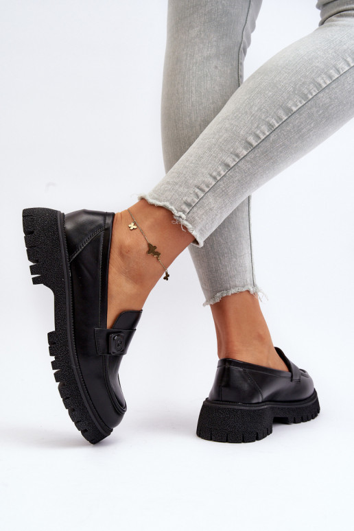 mocassini da donna con cinturini colore nero Flanila mocassini da donna con cinturini colore nero Flanila