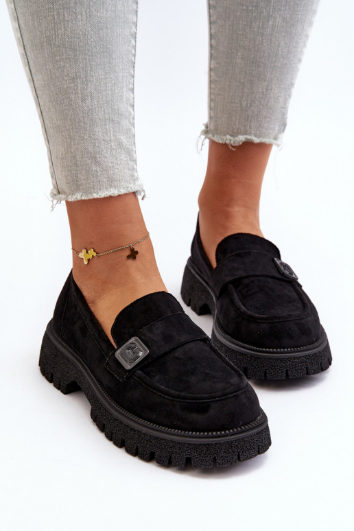 mocassini da donna con cinturini colore nero Flanila